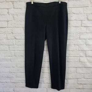 St. John Caviar Crop Ankle Pants Women 14 Black Side Zip Back Leg Seams and Slit